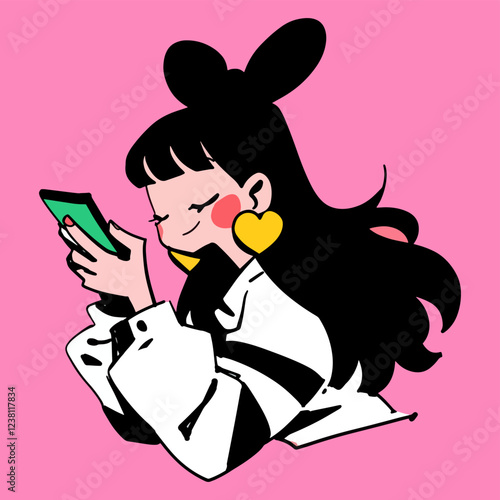 Happy women's day. Girls power. Vector illustration of a cool woman