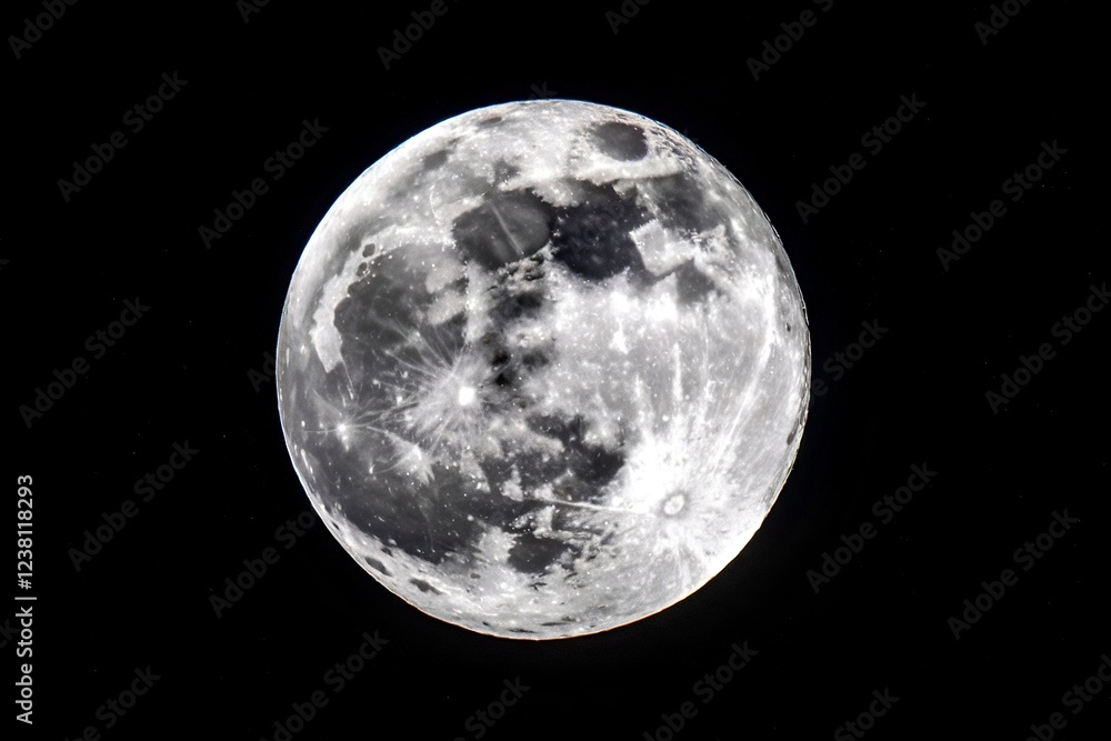 Obraz premium A full moon in dark black night