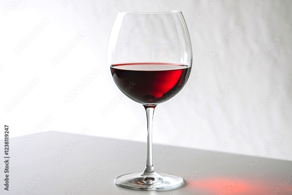 The one wine glass with red wine against white background The one wine glass with red wine against white background