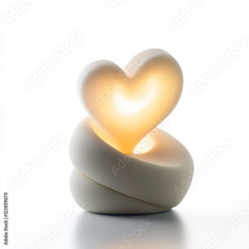 Contemporary Heart-Shaped Lamp: A Soft Glow in White, Perfect for Home Decor and Romantic Settings