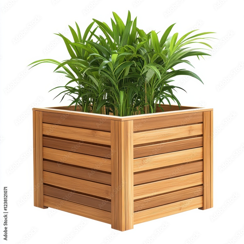 Φωτογραφία Stylish wooden planter with lush green plants, ideal for home decor and gardening inspiration