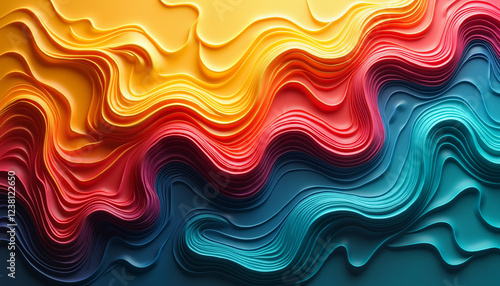 Vibrant abstract flow of colors in surreal organic shapes, creativity