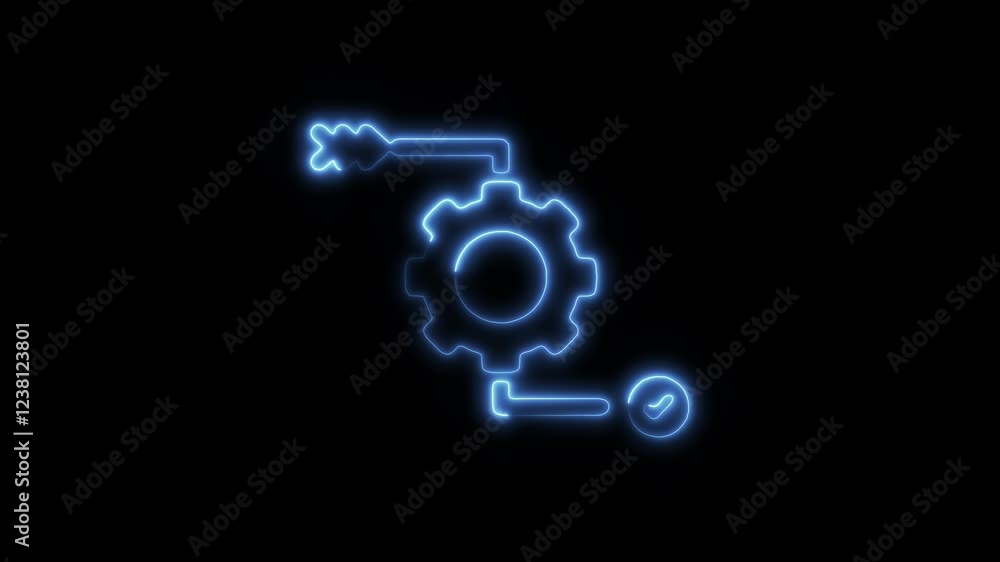 Glowing Neon Process Icon Animation on Black Background, HD Motion Graphic Representing Workflow, Steps, and Systematic Approach Glowing Neon Process Icon Animation on Black Background, HD Motion Graphic Representing Workflow, Steps, and Systematic Approach