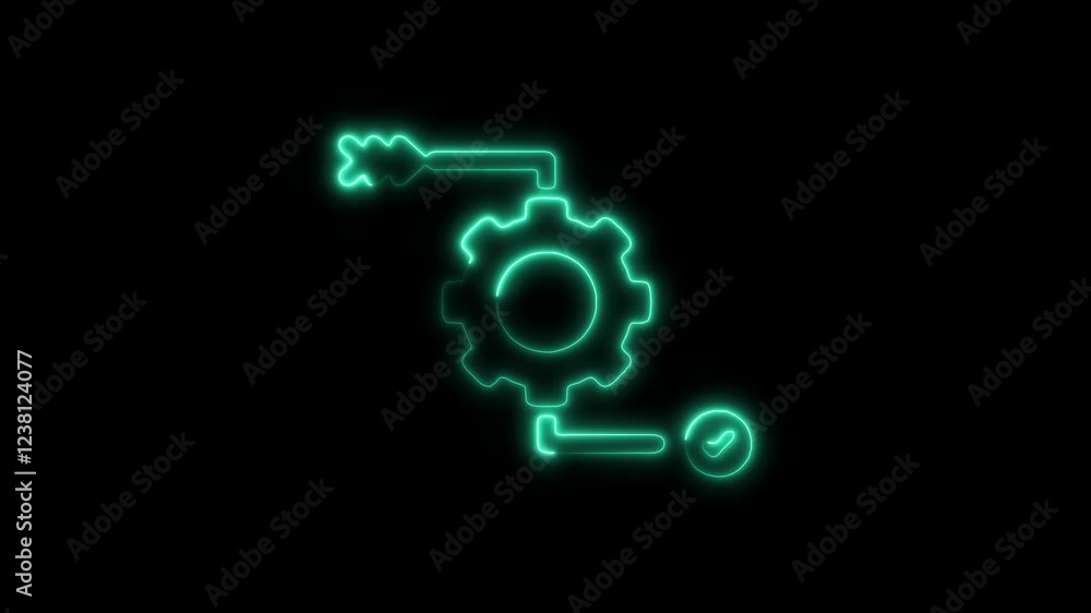Glowing Neon Process Icon Animation on Black Background, HD Motion Graphic Representing Workflow, Steps, and Systematic Approach Glowing Neon Process Icon Animation on Black Background, HD Motion Graphic Representing Workflow, Steps, and Systematic Approach