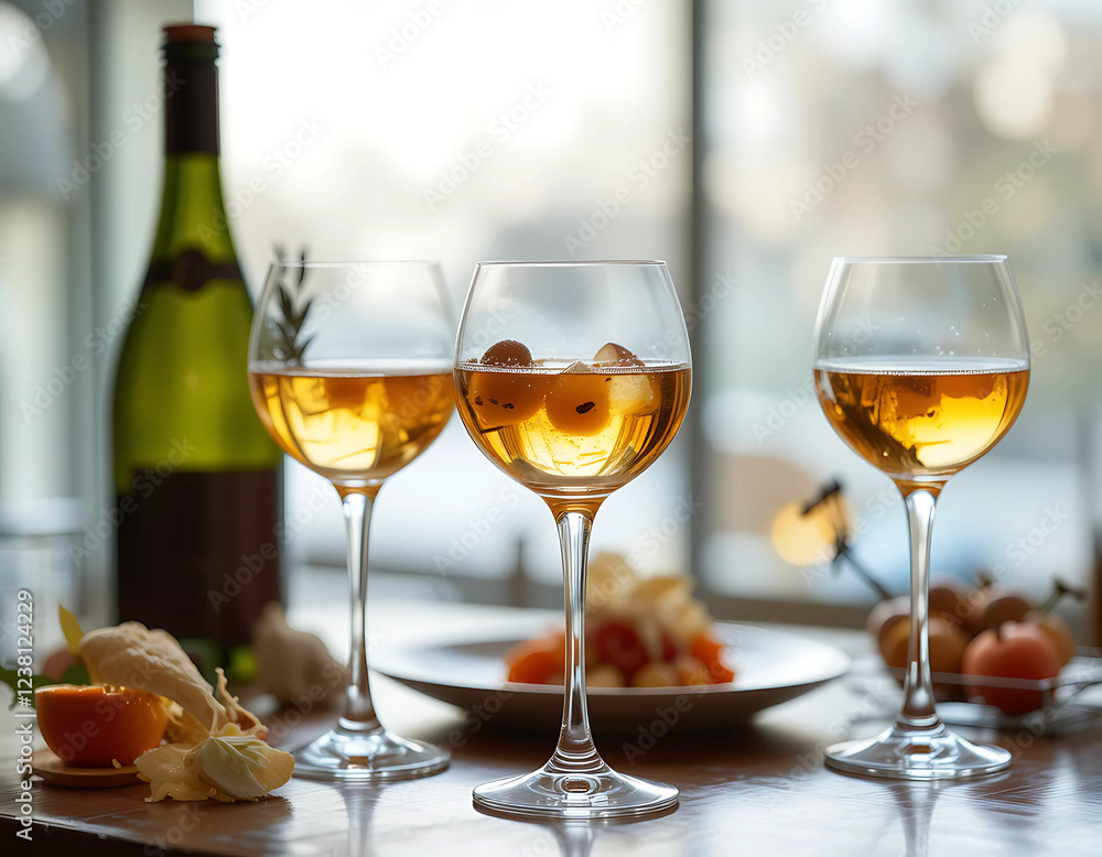 Elegant aperitif: Create a scene with an aperitif enjoyed before a meal. What makes it sophisticated and appetizing. Elegant aperitif: Create a scene with an aperitif enjoyed before a meal. What makes it sophisticated and appetizing.