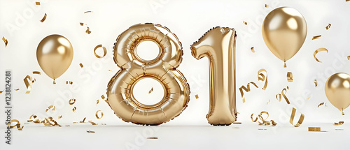 Happy Birthday 81 with gold balloons