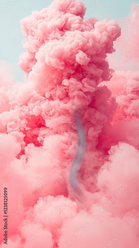 Fototapeta premium Vibrant Pink Smoke Cloud Art with Glittering Swirls for Modern Design