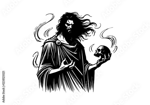 Greek God Hades hand drawn sketch vector