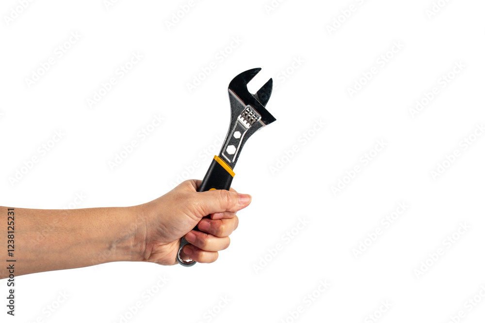 A wrench and hand isolated on transparent background. A wrench and hand isolated on transparent background.