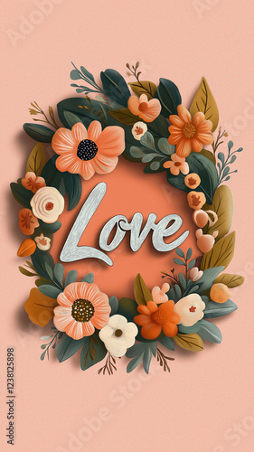 A flowery border with the word LOVE written in the center