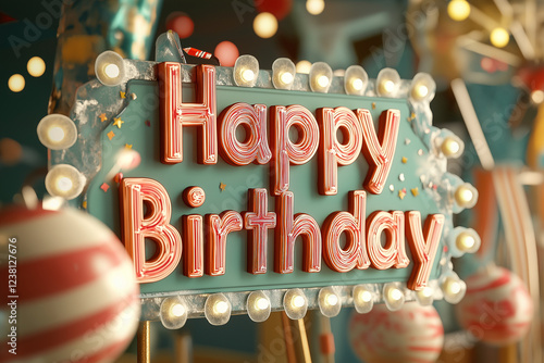 A sign that says Happy Birthday is lit up with lights