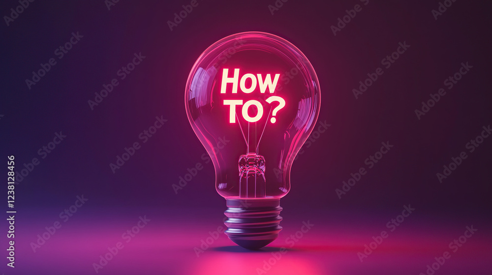 Glowing Light Bulb with How To Text Glowing Light Bulb with How To Text