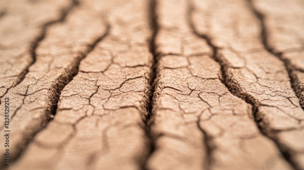 Fototapeta premium Detailed View of Cracked Soil Texture with Natural Patterns and Earthy Tones Ideal for Nature and Environment Themes