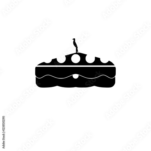 A delightful cake with a bird on top. This image is perfect for bakeries, dessert shops, and food blogs. It evokes feelings of sweetness and joy.