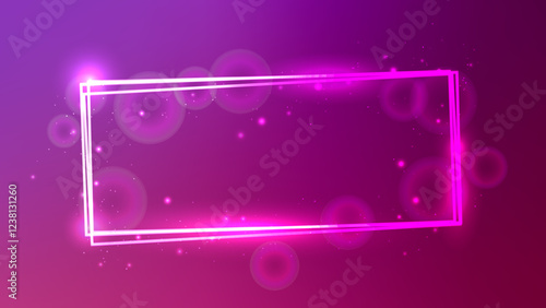 Neon rectangular frame with shining effects and sparkles