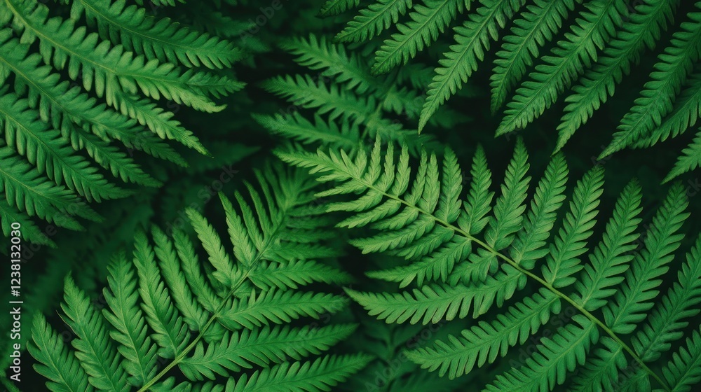 Obraz premium Lush Green Fern Leaves with Intricate Patterns Set Against a Dark Background Ideal for Nature and Botanical Designs
