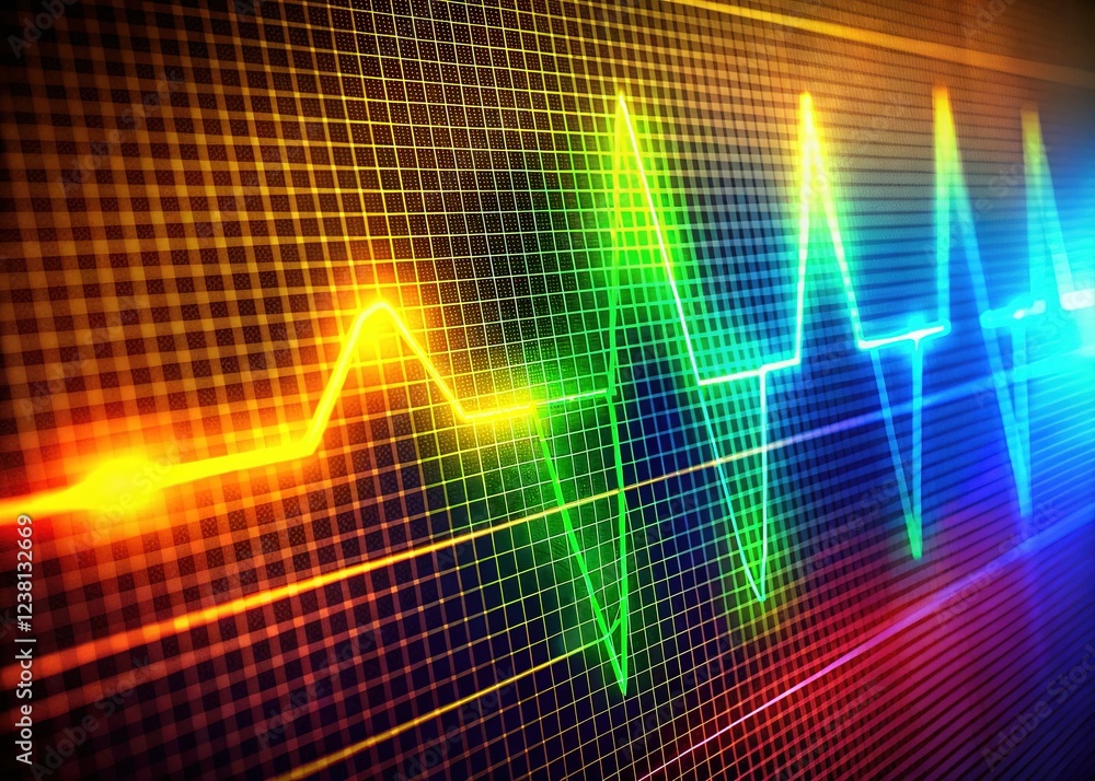 Detailed ECG waveform, highlighting heart rate. Detailed ECG waveform, highlighting heart rate.