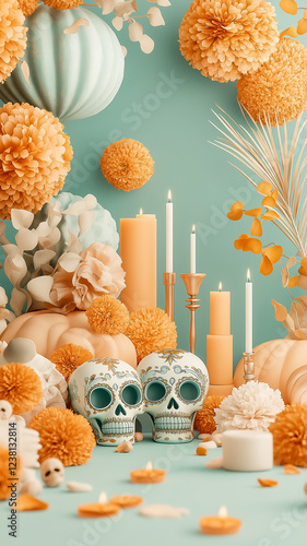 A colorful display of orange and white flowers