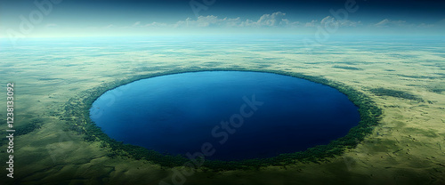 Stunning Aerial View of a Crater Lake: Nature's Serenity photo