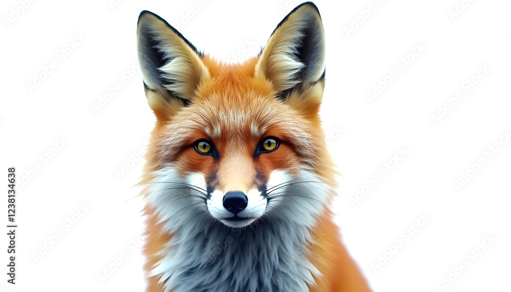 Obraz premium Close up red fox isolated on white