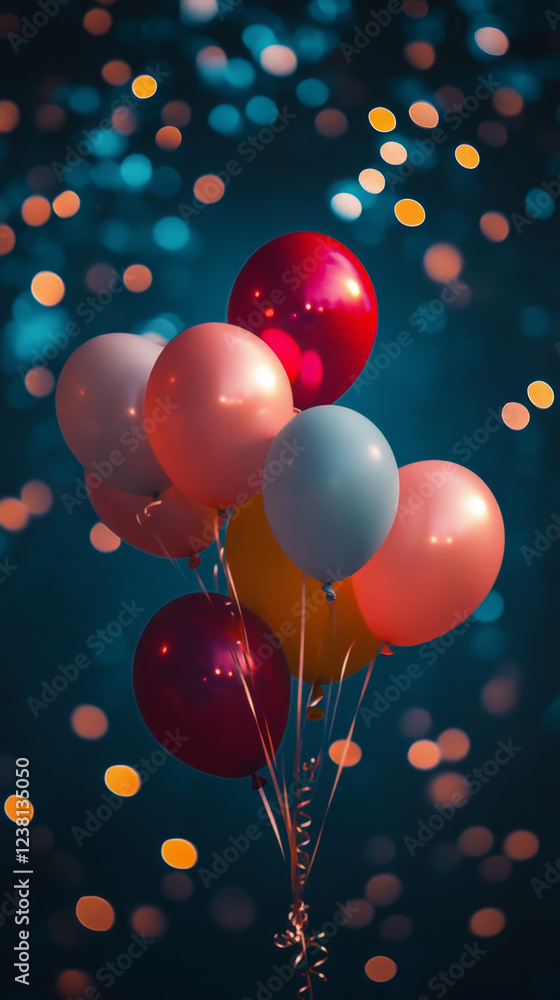 Vibrant Colorful Balloons on Dark Background Vibrant Colorful Balloons on Dark Background