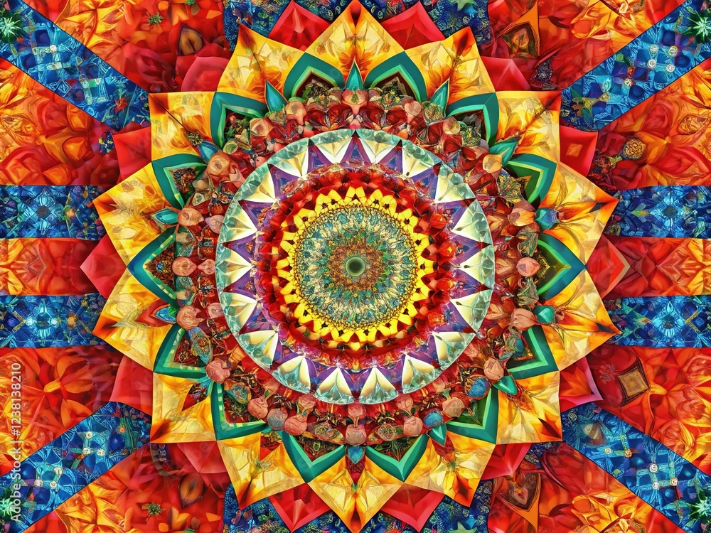 Mandala Nation Flag on Geometric Pattern Mandala Nation Flag on Geometric Pattern