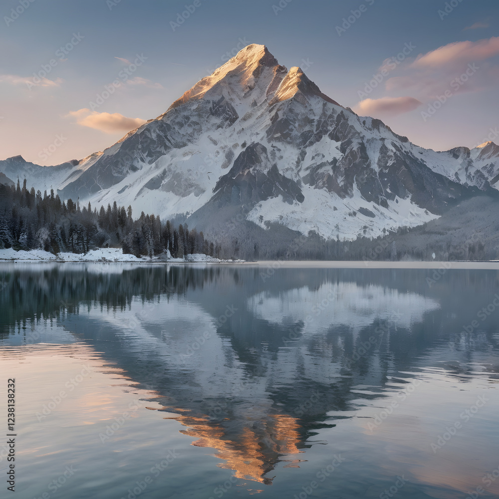 Serene Mountain Lake Reflecting Snow-Capped Peaks Serene Mountain Lake Reflecting Snow-Capped Peaks