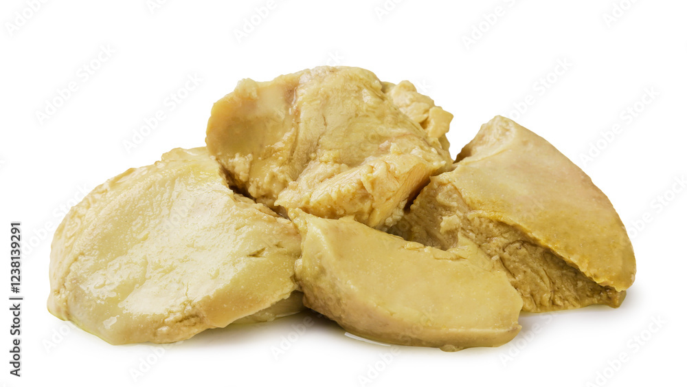 Pile of cod liver pieces on a white background. Isolated Pile of cod liver pieces on a white background. Isolated