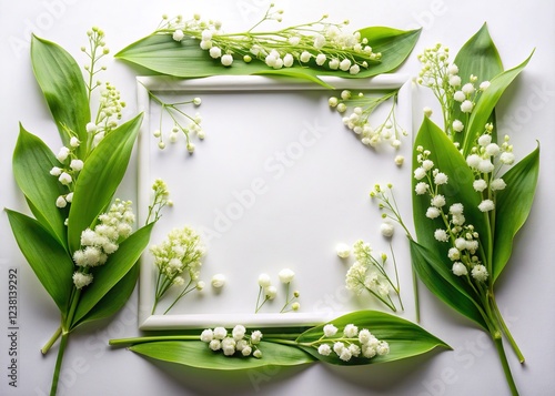 Delicate Spring Blooms: Lily of the Valley & Hellebores Flat Lay photo