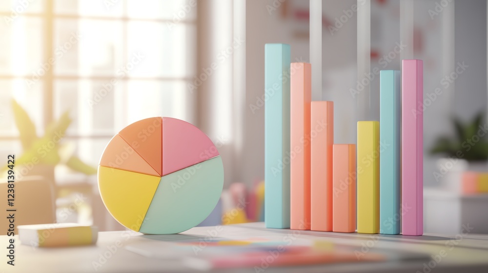 Fototapeta premium Colorful graphs and charts for data analysis.