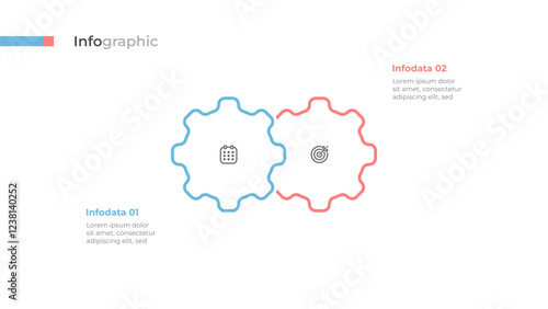 Vector thin line infographic elements design with gears parts. Can be used for business process 2 steps, options. 