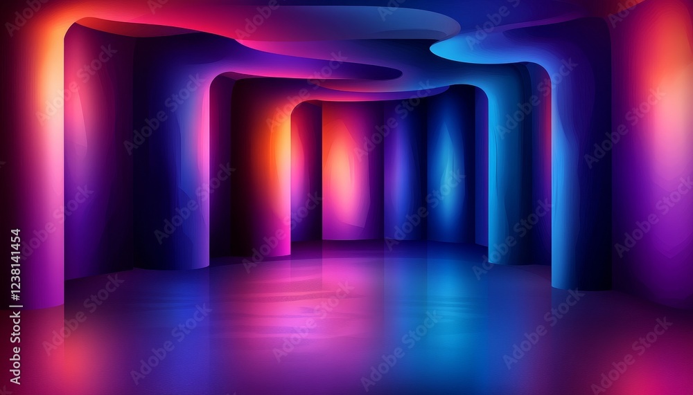 Neon Abstract Tunnel, Glowing Lines, Vibrant Color, Leading Lines, Reflective Floor, Digital Art Neon Abstract Tunnel, Glowing Lines, Vibrant Color, Leading Lines, Reflective Floor, Digital Art