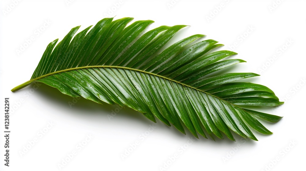 Lush Green Palm Frond Isolated on White Background Lush Green Palm Frond Isolated on White Background