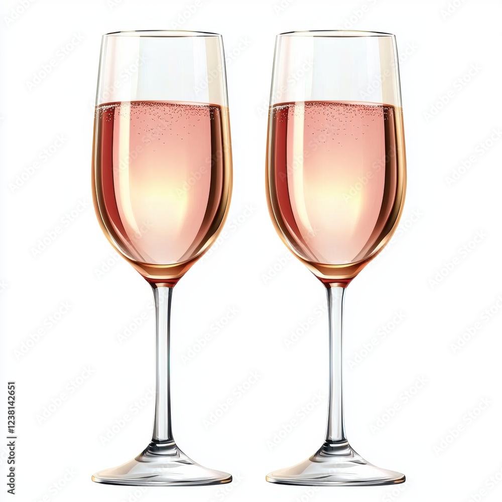 wine glasses filled with sparkling wine, isolated on a white background for Saint Valentines Day wine glasses filled with sparkling wine, isolated on a white background for Saint Valentines Day