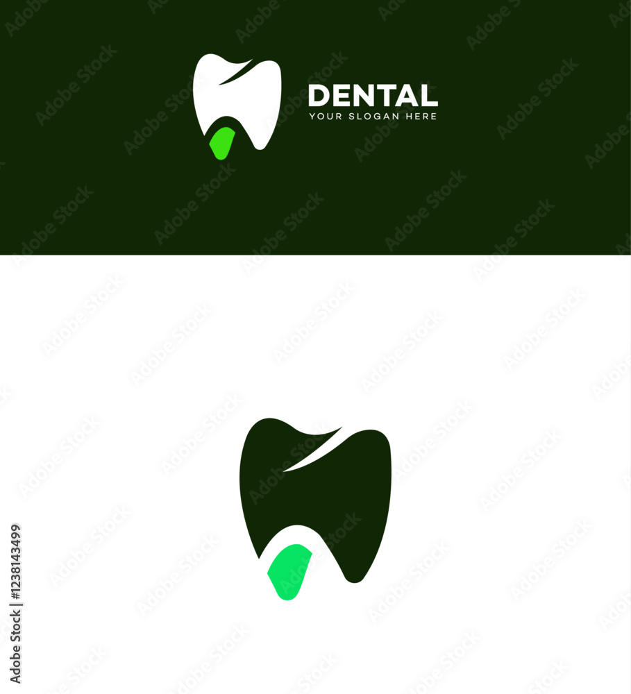 EcoFriendly Dental Logo Design, Green Leaf Tooth, Healthcare EcoFriendly Dental Logo Design, Green Leaf Tooth, Healthcare