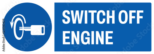 ISO mandatory safety signs uppercase text_switch off engine_landscape size 1/2 a4,a3,a2,a1	 