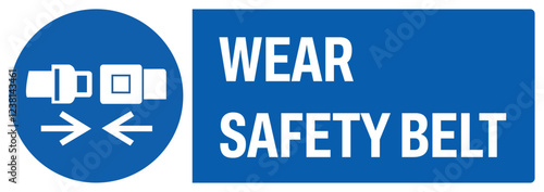 ISO mandatory safety signs uppercase text_wear safety belt_landscape size 1/2 a4,a3,a2,a1	 