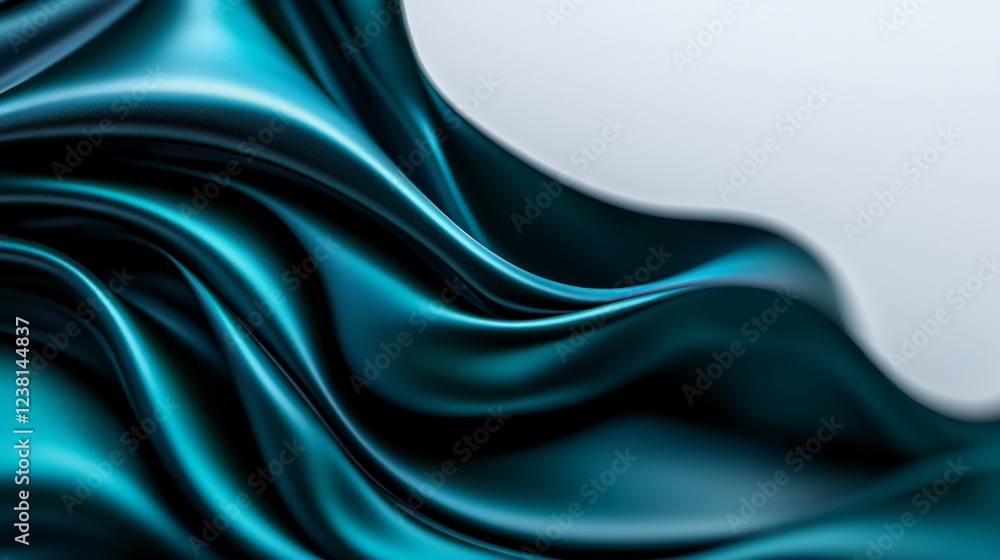Fototapeta premium Abstract Teal Silk Drape: Elegant Swirls and Curves