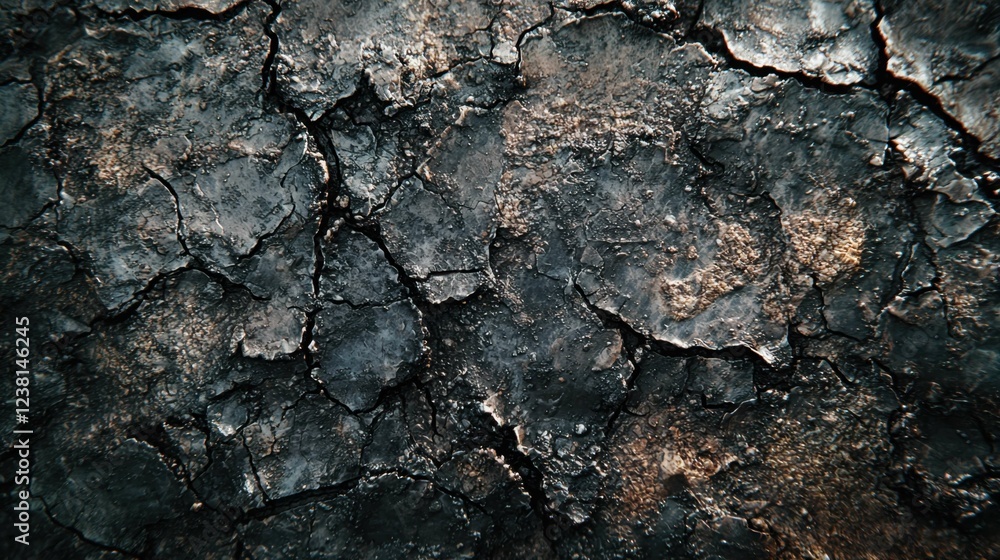 Fototapeta premium Dark Cracked Surface with Textured Patterns and Earthy Tones