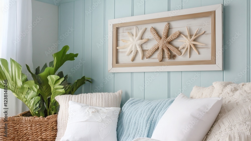 Coastal Starfish Wall Art and Cozy Reading Nook