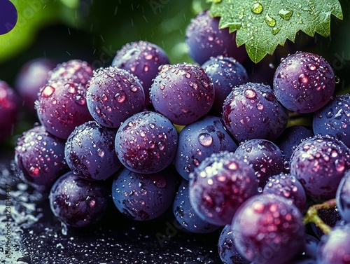 Wallpaper Mural Lush Purple Grapes Covered in Morning Dew in Vibrant Vineyard Landscape Torontodigital.ca