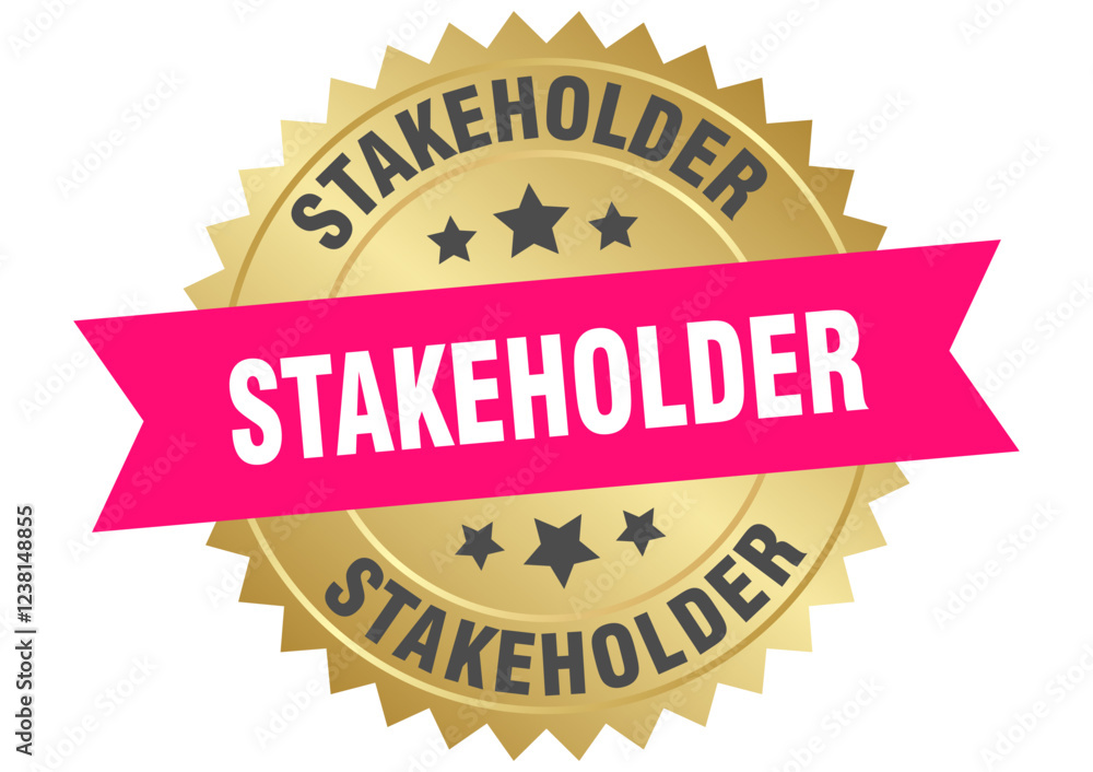 stakeholder. stakeholder round pink and gold label isolated on transparent background stakeholder. stakeholder round pink and gold label isolated on transparent background