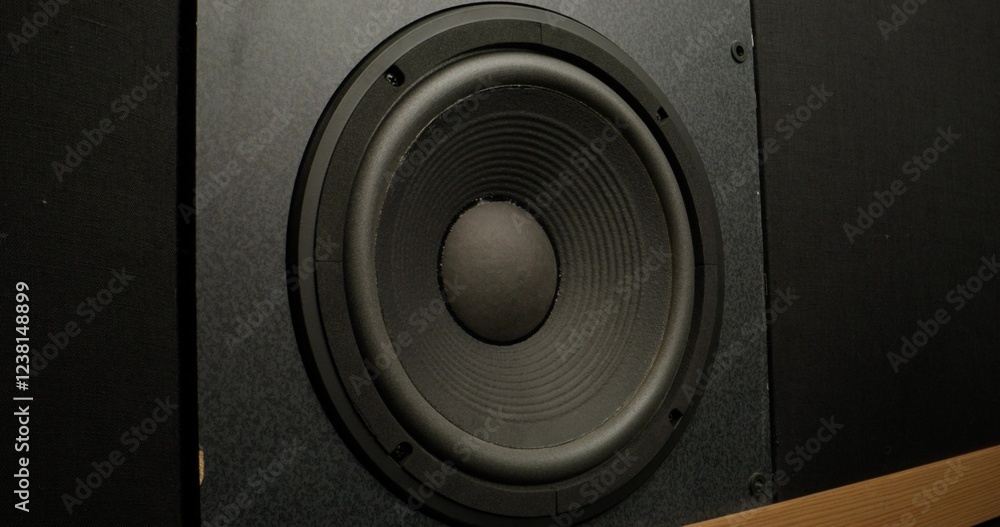 Music speaker during music playback, close-up, strong vibration Music speaker during music playback, close-up, strong vibration