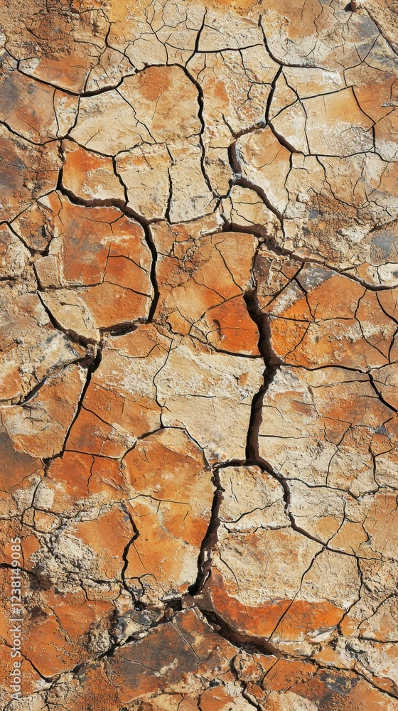 Dry Cracked Earth Texture Pattern with Earthy Brown and Orange Tones Dry Cracked Earth Texture Pattern with Earthy Brown and Orange Tones