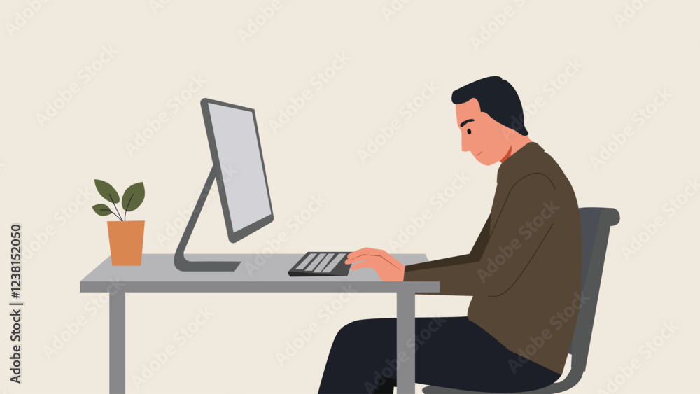 Focused Work at Desk Focused Work at Desk