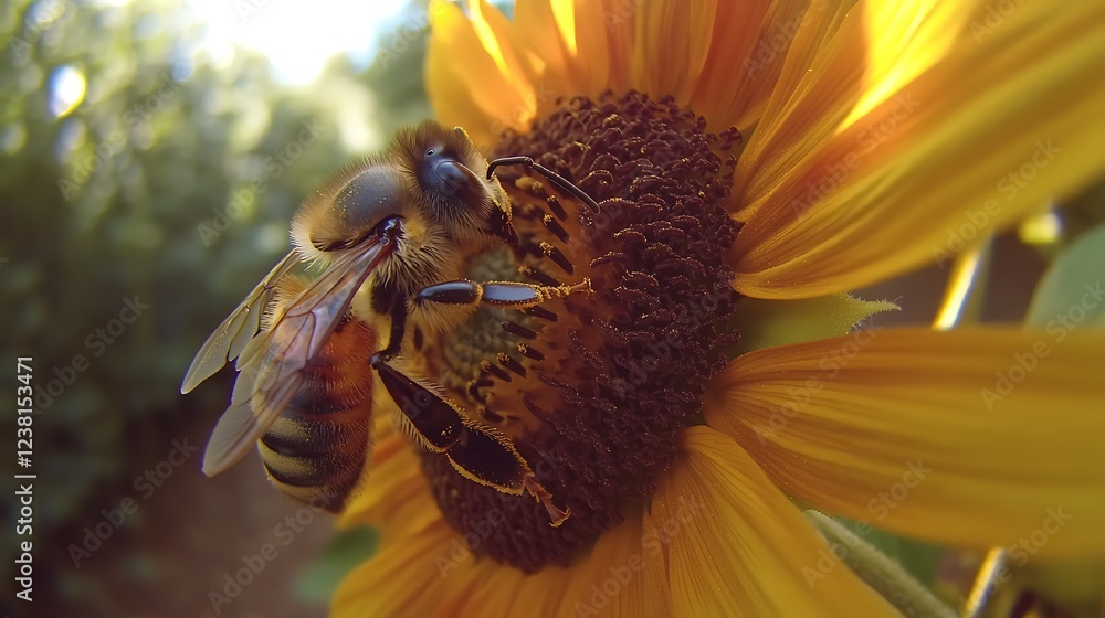 Honeybee on Sunflower: A Close-Up Encounter Honeybee on Sunflower: A Close-Up Encounter