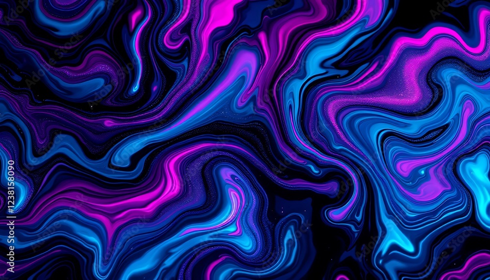 Fototapeta premium Liquid Galaxy: Swirling Blues, Purples, and Cosmic Sparkle