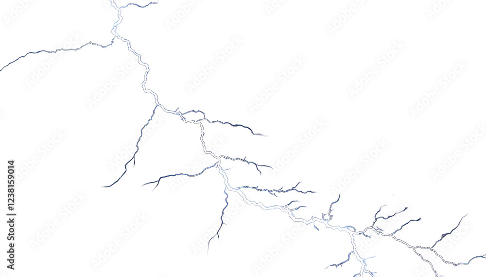 Lightning Strike: A dramatic, high-resolution image depicting a powerful lightning bolt, its branches snaking across the frame in a mesmerizing display of nature's raw energy. PNG