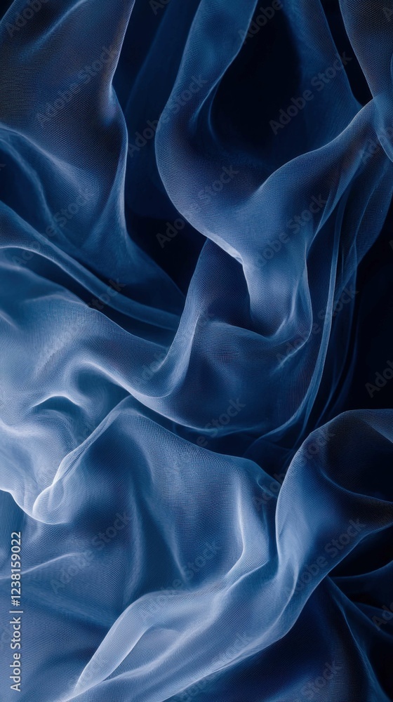 Fototapeta premium Soft Blue Fabric Drapery with Elegant Flowing Texture and Depth