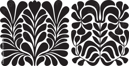 Matisse curves aestethic seamless flower patterns | Organic floral doodle shapes in trendy naive retro hippie 60s 70s style | Groovy abstract flower art | Floral doodle naive patterns | Trendy